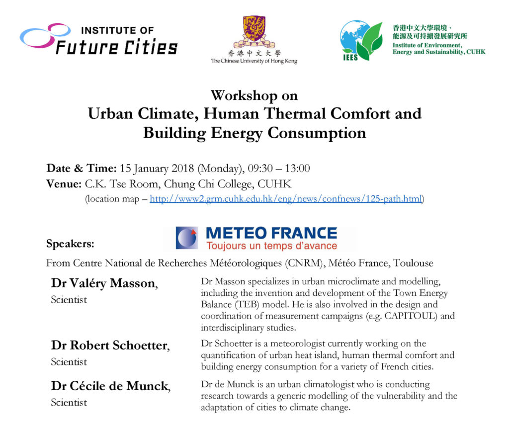 Workshop on Urban Climate, Human Thermal Comfort and Building Energy Consumption
